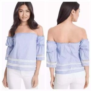 White House Black market 100% Cotton off the shoulder top.